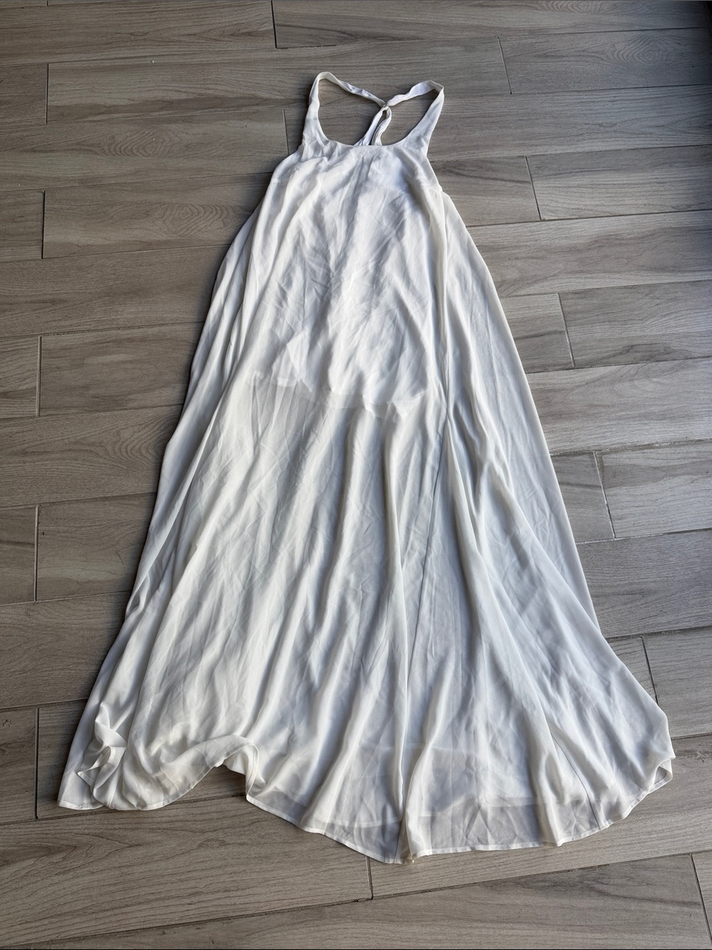 Flowy White Racerback Maxi Dress